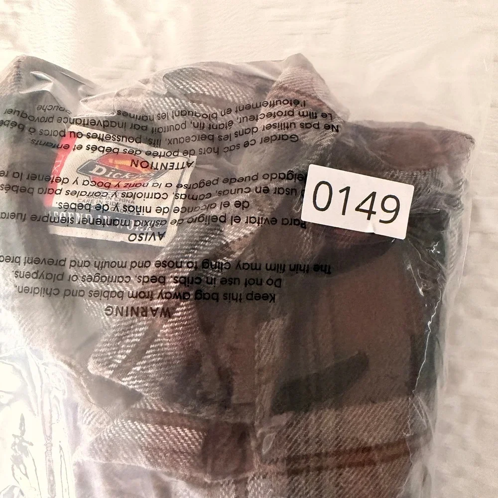 Dickies Mens 2XL Plaid Flannel Shirt Brown Green Long Sleeve Cotton Workwear